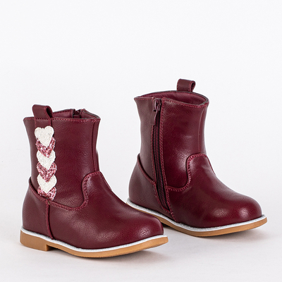 Dievčenské čižmy bordovej farby s ozdobným zvrškom Noksimi-Shoes