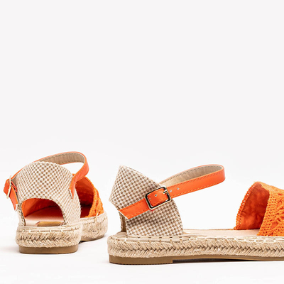 Oranžové sandále espadrilky s prelamovaným zvrškom Ázia - Obuv