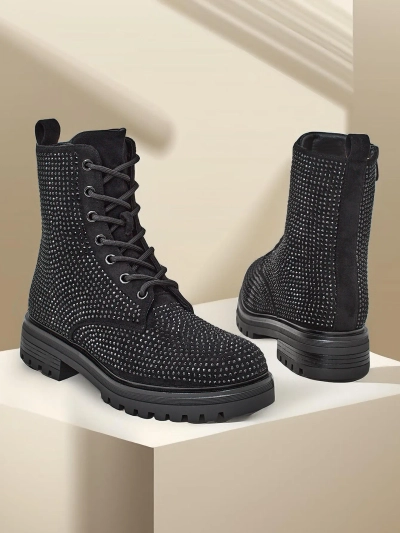 Royalfashion Dámske čižmy so šnurovaním a kamienkami Russos