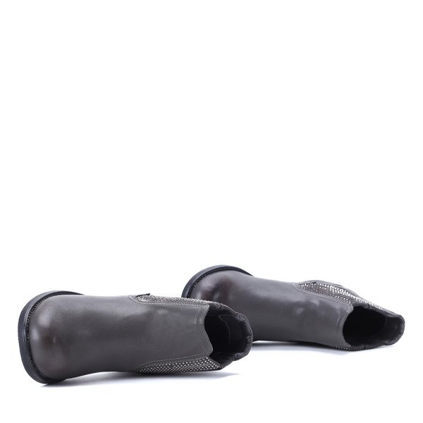 Szare botki z cyrkoniami Ina- Obuwie