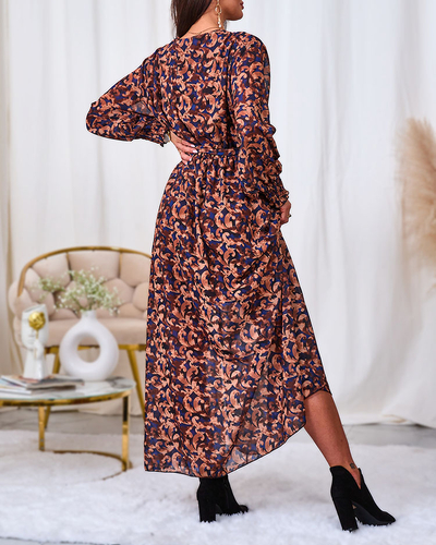 Royalfashion Vzorované dámske maxi šaty Camel