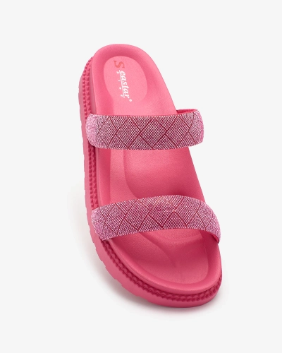 Royalfashion Fuchsia Dámske šľapky Zirconia Sparkle