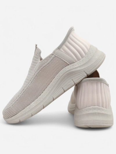Aurelia Comfort Bež Slip On Ženski Čevlji iz Tkanine s Ploščato Peto