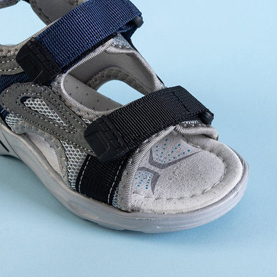 Chlapčenské šedé turbo sandále na suchý zips - topánky