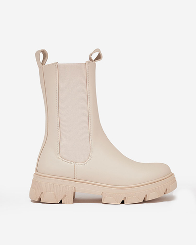 Royalfashion Dámske čižmy na vysokom podpätku v ecru farbe Vedita