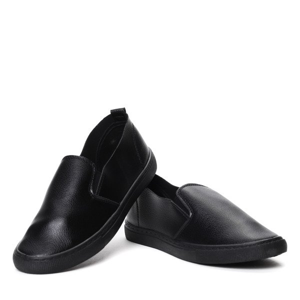 Czarne, klasyczne tenisówki slip on Frances- Obuwie