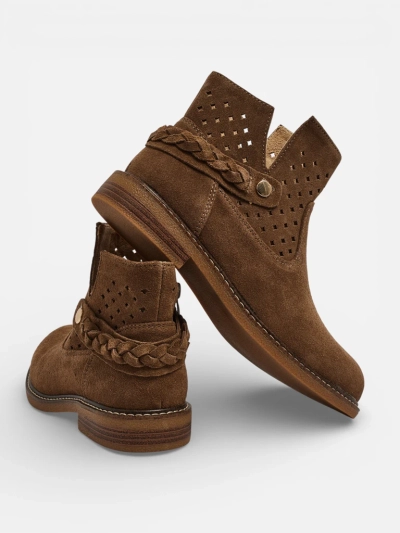 Ažurowe botki damskie ze skóry naturalnej Unimi