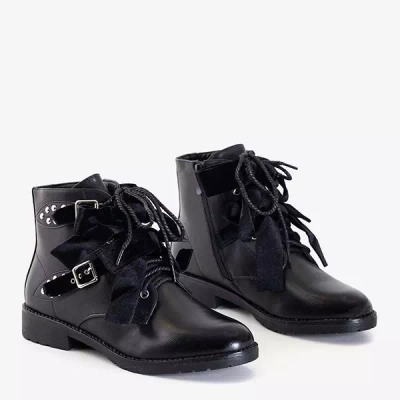 OUTLET Čierne tašky s tryskami a velúrovými mašľami Caterina - Obuv