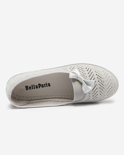 Svetlošedé dievčenské slip-on tenisky s prelamovaným zvrškom Locuni - Obuv