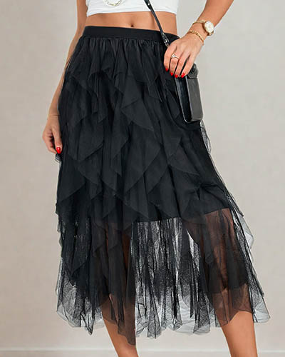 Royalfashion Dámska dvojvrstvová midi sukňa