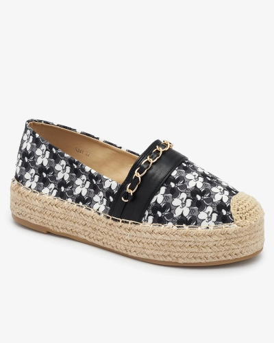 Čierne kvetinové espadrilky Azzaxi- Obuv