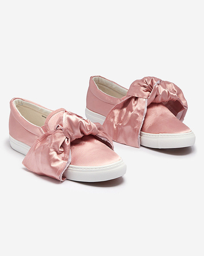 OUTLET Ružové dámske slip-on tenisky s mašľou Erous - Obuv