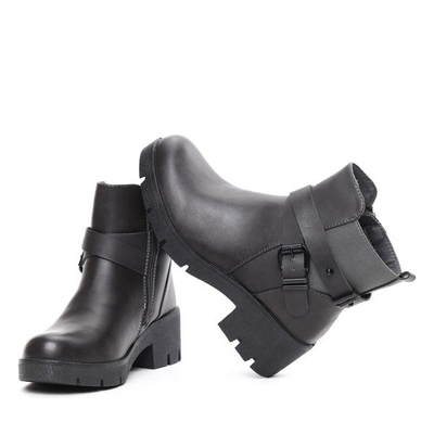 Grafitowe botki na grubym obcasie Geltrude- Obuwie