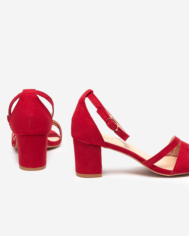 Červené dámske sandále na stĺpiku Eqro- Obuv