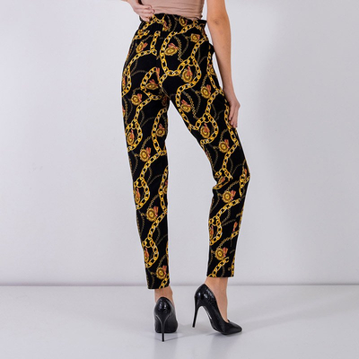 Čierne dámske nohavice s potlačou - Oblečenie