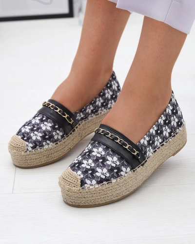 Čierne kvetinové espadrilky Azzaxi- Obuv