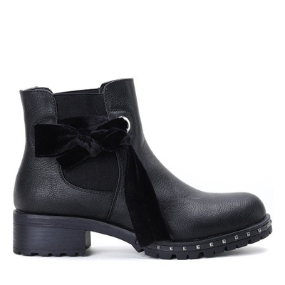 Czarne botki z kokardką Aimee - Obuwie