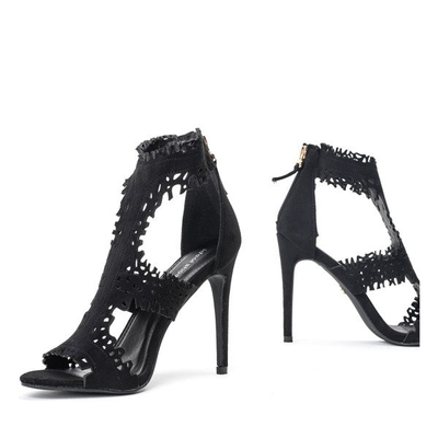 Czarne sandały na szpilce Biona - Obuwie