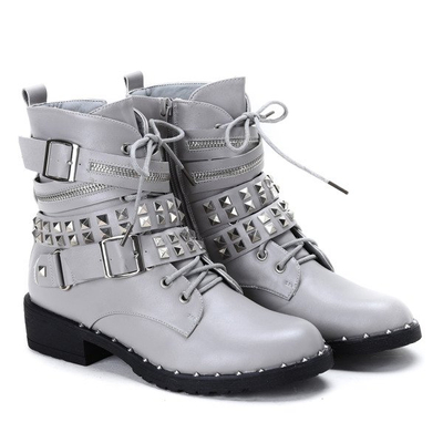 Szare workery z ćwiekami i suwakami Tessa - Obuwie