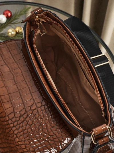 Ženska torbica Aurora Temno rjava Usnjena Elegantna