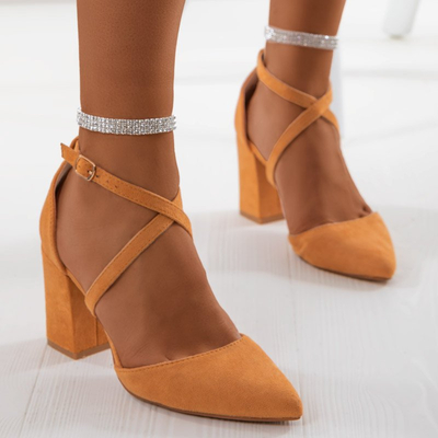 Hnedé lodičky na stĺpiku Baress - Obuv