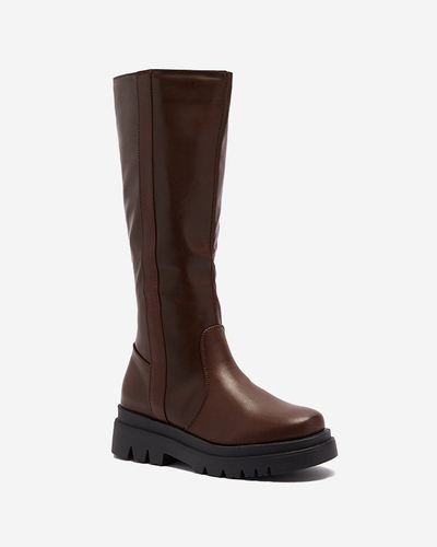 OUTLET Tmavohnedé dámske nadkolienky z ekokože Roterika - Obuv