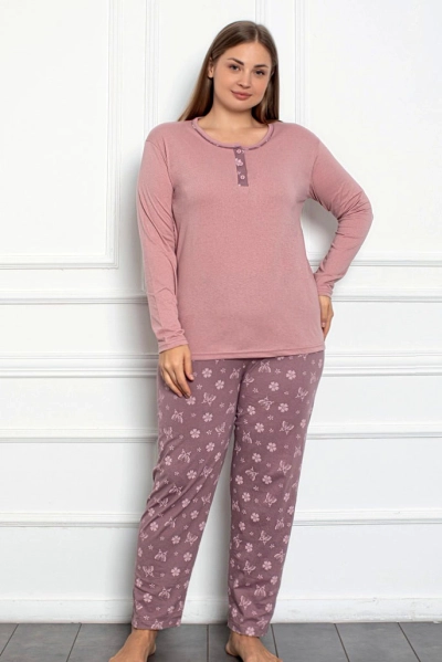 Royalfashion Dámske bavlnené pyžamo s motívom motýľa 2-dielne PLUS SIZE