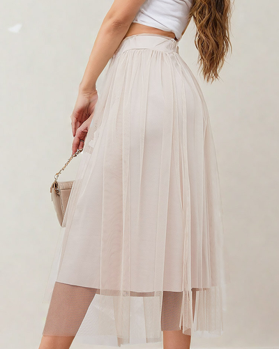 Royalfashion Dámska dvojvrstvová midi sukňa