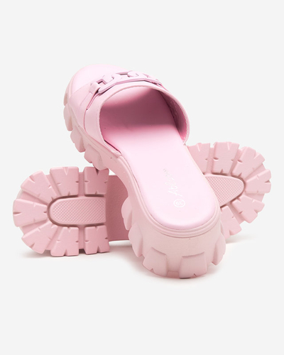OUTLET Fialové dámske papuče na hrubšej podrážke Inza-Shoes