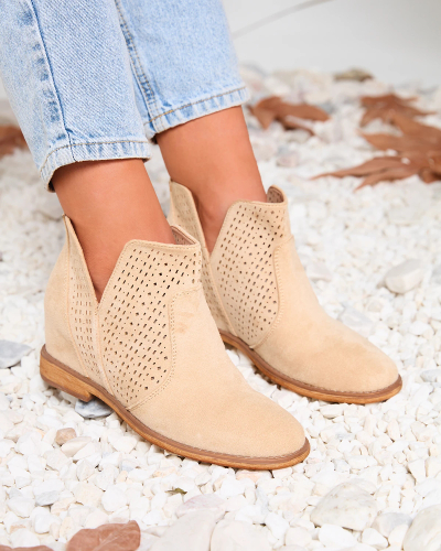 Béžové boty na kovovém podpatku s kovovým podpatkem Besis - Footwear 1