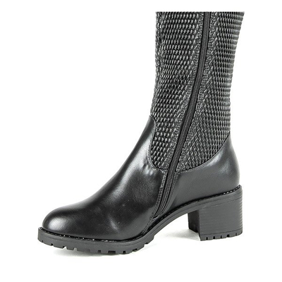 Čierne topánky na nízkom stĺpiku Meri - Obuv