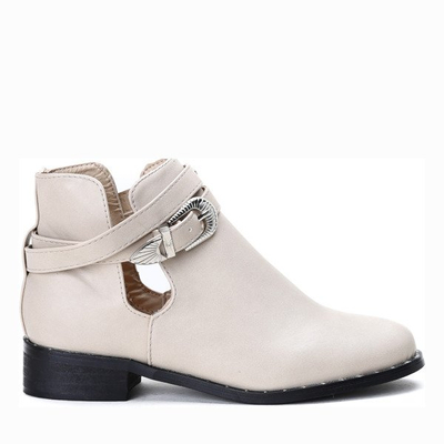 Beżowe botki z wycięciami Heather- Obuwie