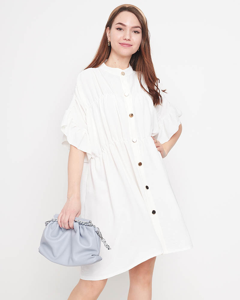 Dámske biele šaty po kolená - Oblečenie