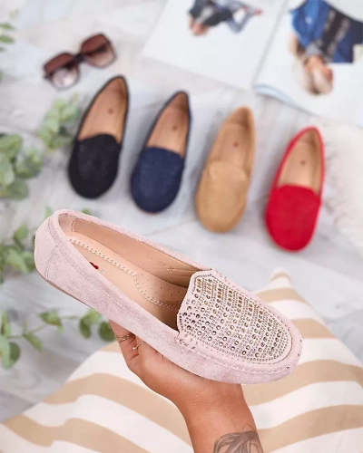 Béžové dámske mokasíny so zirkónmi Bretika - Obuv