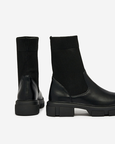 Royalfashion Čierne dámske čižmy so sieťovinou Xandra