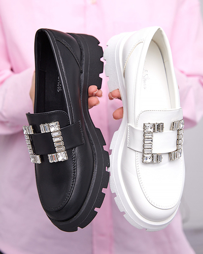 Biele matné dámske topánky so striebornou prackou Vusito - Obuv