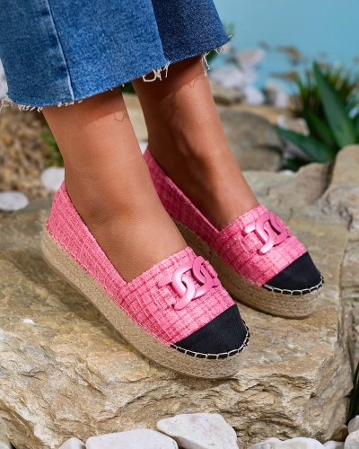 Royalfashion Dámske kockované espadrilky v ružovej farbe Dempik