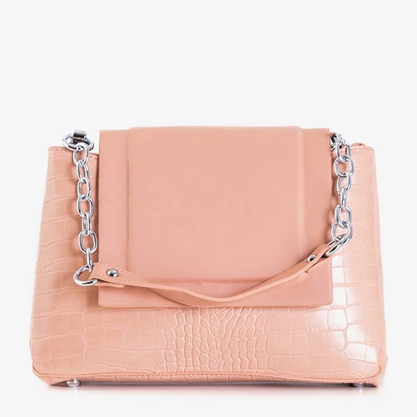 Dámska kabelka s reliéfom v broskyňovej farbe