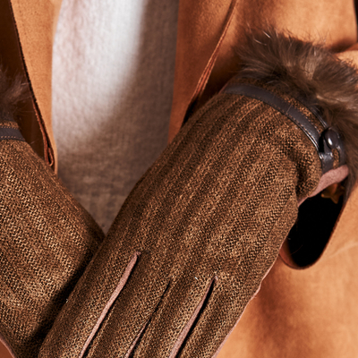 Tmavohnedé dámske rukavice s kožušinou - Príslušenstvo