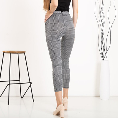 Čiernobiele dámske houndstooth treggings s opaskom - Nohavice