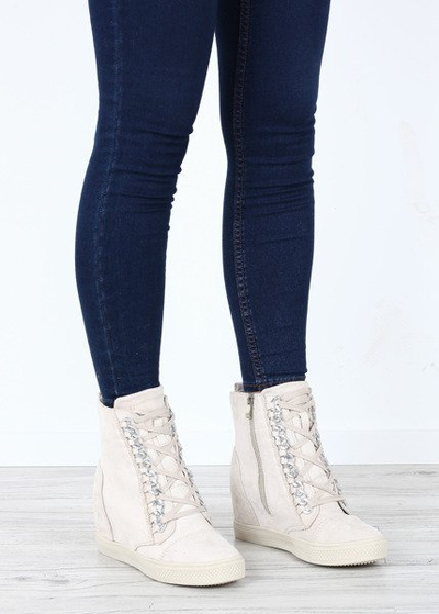 Beżowe sneakersy na krytym koturnie Savanetha - Obuwie