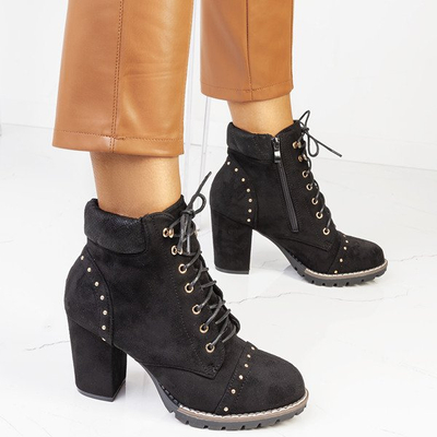 Černé krajkové kotníkové boty Locadia - Obuv