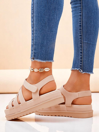 Sandali Royalfashion - Caligae Bež Semiš na Platformi - Idealni za Poletje in Pomlad
