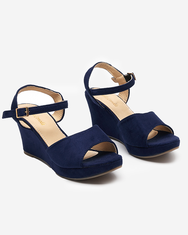 OUTLET Námornícko modré dámske sandále na kline Nalem - Obuv