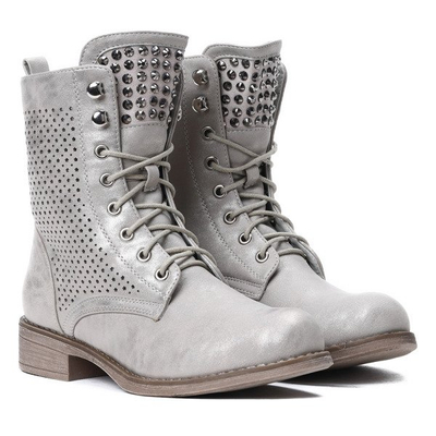 Złote, ażurowe workery Regine - Obuwie