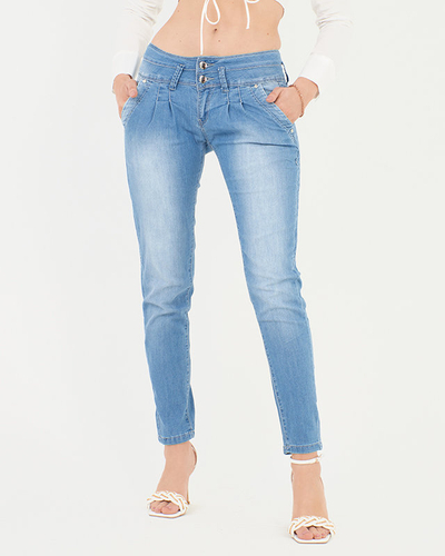 Modré rovné dámske džínsy - Oblečenie