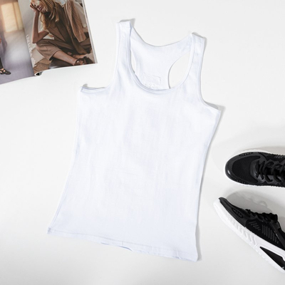 Biele a modré dámske tričko so širokými ramienkami - Oblečenie