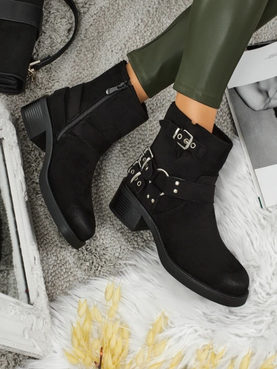 Ženski gležnarji iz eko semiša s sponkami Valtos