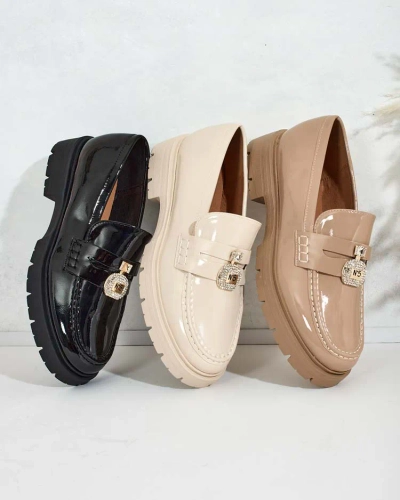 Royalfashion Dámske lakované mokasíny Bemies