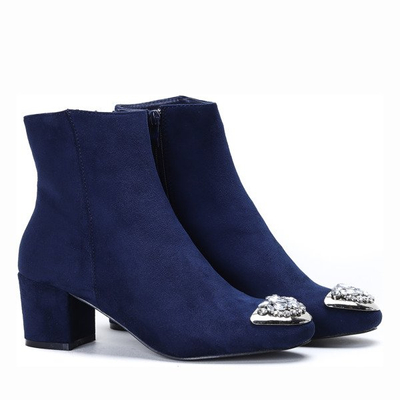 Granatowe botki z ozdobnym noskiem Hayley - Obuwie